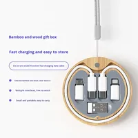 Câble de charge universel en bambou écologique 60W à charge rapide avec boîte de rangement gravée, garantie 1 an, coffret cadeau d'affaires