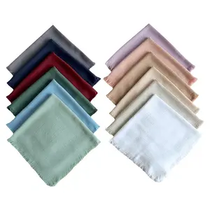 2023 Factory hot selling tassel pure pigment fabric napkins cotton and linen wedding party fashion restaurant napkins