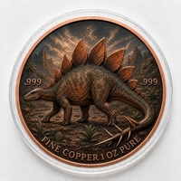 Pièce commémorative dinosaure Spinosaurus en cuivre pur 999 de 1 oz, haute définition, peinte aux UV, en cuivre fin, en vente – Meilleure vente