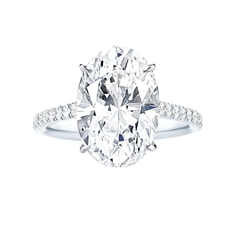 High Quality White Oval Large Diamond CZ Engagement 925 Sterling Silver Wedding Women's Ring