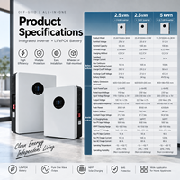 Station d'énergie solaire tout-en-un avec batterie au lithium intégrée, charge plus rapide, onduleur 3kw/5kw + batterie LiFePO4 2.56KWh/5KWh