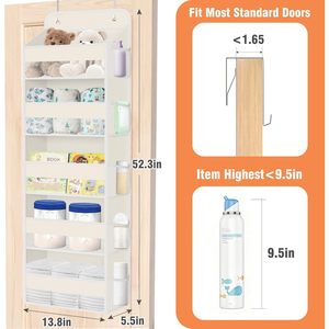 Over The Door Organizer 5 Tier Large Capacity Hanging <b>Storage</b> With Side Pockets For Bedroom Bathroom Nursery - Product Image 2