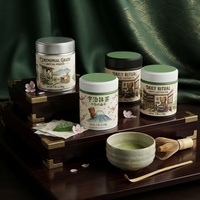 Boîte à thé matcha vide scellée avec un intérieur en plastique hermétique, logo personnalisé, emballage en métal de qualité alimentaire pour poudre de thé vert, 30g