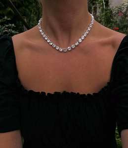 8MM Round Brilliant Cut Moissanite Diamond Tennis Necklace 925 Sterling <b>Silver</b> <b>Choker</b> Engagement Wedding Gift for Partner - Product Image 1