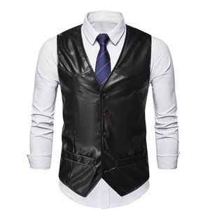Chaleco de Cuero Sintético para Hombre OEM - Otoño Invierno, Corte Entallado, Cierre de un Botón, Estilo Casual de Oficina (M-5XL) - Product Image 3