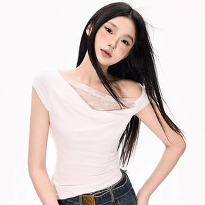 Debara <span class=keywords><strong>Chen</strong></span> <span class=keywords><strong>Yao</strong></span> T-shirt à manches courtes en dentelle à cinq pétales de même style pour femme - Product Image 1