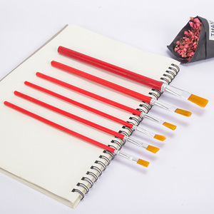 Vente en gros de 6 pièces de pinceaux de peinture à l'huile en nylon à long manche rouge pinceaux d'artiste pour les peintres - Product Image 5