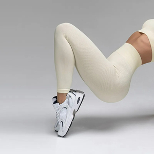 Leggings Deportivos de Cintura Alta con Textura Acanalada <span class=keywords><strong>para</strong></span> Yoga, Gimnasio, Fitness, <span class=keywords><strong>Mujer</strong></span>, Sin Costuras, Control de Abdomen, <span class=keywords><strong>para</strong></span> <span class=keywords><strong>Correr</strong></span> y Entrenar - Product Image 3