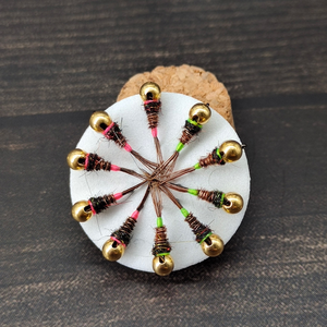 Mouche de pêche à <span class=keywords><strong>la</strong></span> mouche Euro Nymphing sans ardillon, tête perlée en tungstène, nouée à <span class=keywords><strong>la</strong></span> main, coulante, sans plomb, pour truite et grêle, taille 14 # - Product Image 1