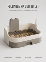 Bac à litière pliable en PP pour animaux de compagnie avec grille, type tiroir, pour chien et chat, facile à nettoyer, utilisation en intérieur