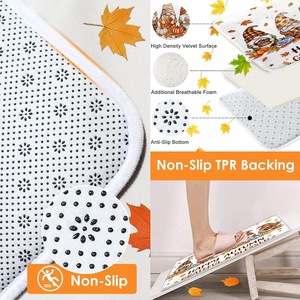 Rideau de Douche en Polyester Imprimé Numérique Motif Gnomes et Citrouilles Automnaux Orange, Imperméable, Impression Personnalisée, Vente en Gros - Product Image 4