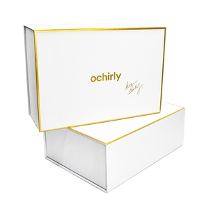 Custom White Cardboard Fashion Bags Dress Packaging Book Magnet Lid Rigid Gift <b>Box</b> With Luxury Gold Printed - Product Image 1