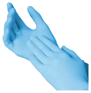 丁腈手套无乳胶4密耳一次性粉末免费牙科非无菌盒100件蓝色丁腈手套