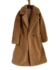 Cappotto lungo da donna in pelliccia sintetica con finiture in nappa Color BlockTassel a maniche lunghe