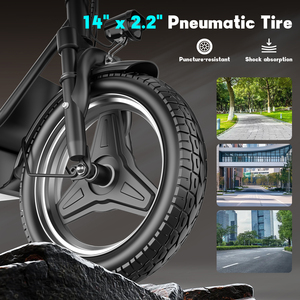 Vélo électrique puissant de 14 pouces, scooter de mobilité 48V avec siège, stock US, livraison gratuite, K11, roues de 14 pouces, offre stabilité et confort - Product Image 6