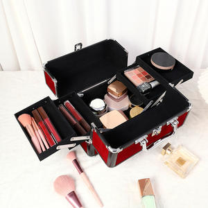 Boîte de rangement cosmétique grande capacité pour maquilleurs, 10 pouces, avec poignée supérieure, ultra-légère, pour usage domestique, noir foncé - Product Image 3