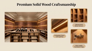 Vitrines à vin en bois massif avec éclairage LED, îlot central en pierre, cave à vin privée, conception personnalisée clé en main pour toute la maison - Product Image 6