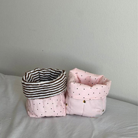 Panier de rangement en coton matelassé à motif floral vintage, organisateur pour pinceaux de maquillage et produits de soin