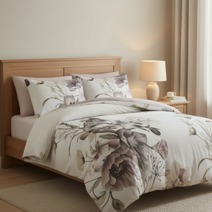 Parure de lit 3 pièces en coton imprimé floral pour lit Queen ou Twin – Style confortable et chaleureux pour la décoration de chambre à coucher - Product Image 2
