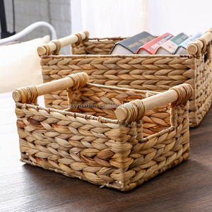 Storage Home Customized Water Hyacinth Storage Basket With Handles Durable Material Organic Style For Home