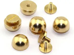 Factory Direct Sale Bronze Brass Metal Bag Feet With Screw Flat Dome Stud Rivets Button For Leather Handbag