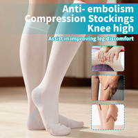 Chaussettes de compression élastiques en Spandex/Nylon 13-18 mmHg anti-embolie, hauteur genou, antidérapantes, douces, avec trou d'inspection pour femmes