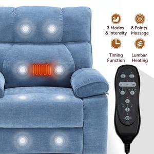 Fauteuil inclinable électrique surdimensionné bleu à double moteur, avec massage chauffant à positions infinies, <span class=keywords><strong>8</strong></span> nœuds de vibration, capacité de 350 lb et poches latérales - Product Image 5