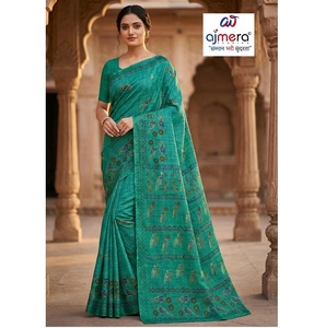 Sari en coton imprimé Ajmera, élégant, doux, traditionnel, stylé, séchage rapide, toutes saisons, pour les fêtes, mode ethnique pour femmes - Product Image 2