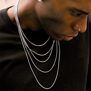 Colar de Aço Inoxidável para Mulheres, Joias de Moda em Cor Prata, Corrente de Cobra de 1,2mm, Comprimentos de 16, 18, 20, 22, 24 polegadas - Product Image 1