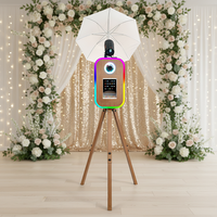 Photomaton portable rétro couleur grain de bois, installation facile, photomaton de mariage, photomaton iPad, machine à photomaton à hauteur réglable