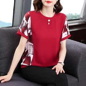 T-shirt a Maniche Corte da <span class=keywords><strong>Donna</strong></span>, Nuova Moda Estiva, Lusso Leggero, Collo a O, Casual <span class=keywords><strong>Oversize</strong></span> con Dettagli a Contrasto - Product Image 2