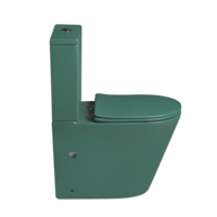 Nouveau modèle d'appareils sanitaires en céramique deux pièces salle de bain Wc toilette vert mat eau placard sans monture salle de bain toilette