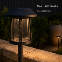 Lampe solaire de jardin en plastique noir, LED SMD 10LM, blanc chaud 3000K, batterie Ni-MH 700mAh, panneau 48x48mm, lampe de chemin extérieure