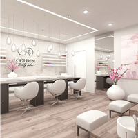 Mobilier de salon de beauté sur mesure, lits de soin du visage, bureaux de réception, armoires de rangement, étagères de présentation, design d'intérieur, fabrication