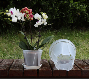 Transparent Plastic Garden <b>Pots</b> Planter with Saucer Plant <b>Pot</b> Nursery Drainage Hole <b>for</b> House Plants, <b>Herb</b>, Flowers - Product Image 4