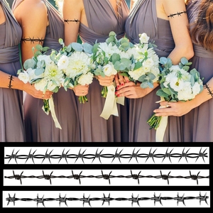 Set di 9 Tatuaggi Temporanei a Filo Spinato, Varietà di Disegni per Uomini e Donne - Impermeabili per Concerti e Halloween - Product Image 6