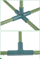 Connecteurs de tuyaux en acier à quatre voies, revêtement plastique, croisillons à angle droit, verts, pour accessoires de jardin industriels OEM, piliers