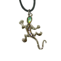 Bijoux en coquillage Paua pour enfants Collier pendentif Gecko avec cordon noir de 18 "Accessoire de fête à la mode