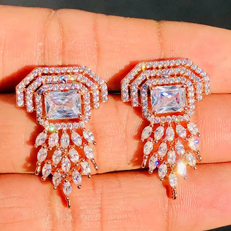 Anting Menjuntai Menjuntai Kristal Otentik Australia Mewah Buatan Tangan Karya 925 Perak Kualitas Terbaik Perhiasan