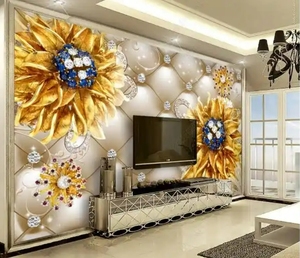 3D Maßgefertigte Blumen-Tapete Kristall-Diamant Luxus-Blumen Abzieh- und Aufkleb-Wandbild Tapete für Sofa TV-Hintergrund Schlafzimmer - Product Image 5