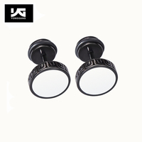Boucles d'oreilles clous punk unisexe plaqué or noir et argent 10MM pour hommes et femmes, fausses plugs d'oreille