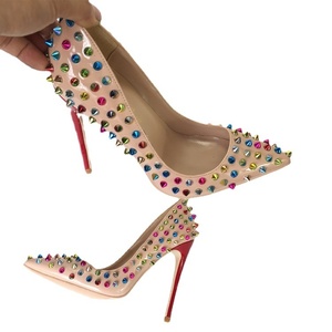 Nouvelles Chaussures à Talons Hauts pour Femme Printemps 2026, Colorées Unies, Ornées de Clous, Talon Fin 12CM, Bout Pointu, À Enfiler, Rivets, Tige en PU, Rehaussantes - Product Image 5