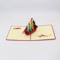 Cartes de vœux 3D personnalisées en forme de bateau à voile, modèle créatif pour anniversaire, remise de diplôme, vacances, cartes en papier pour entreprises, logo personnalisé, vente en gros