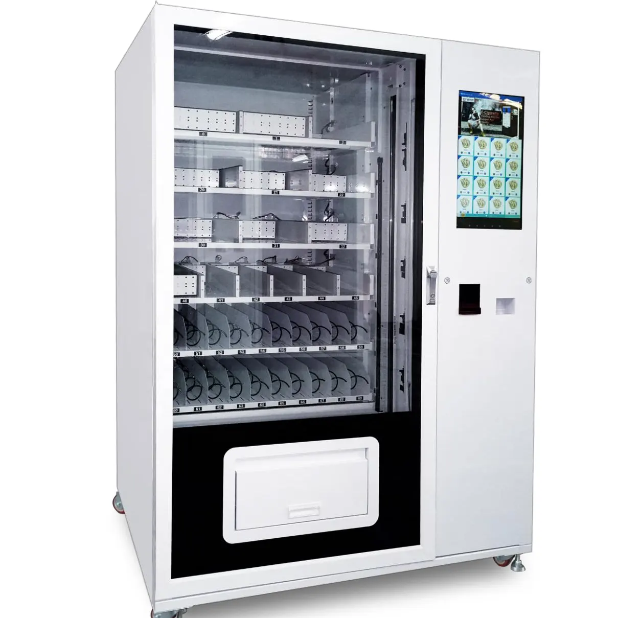Food and drinks self service vending machine 18.5 inches touch screen spiral tray cooling system smart vending machine for sale