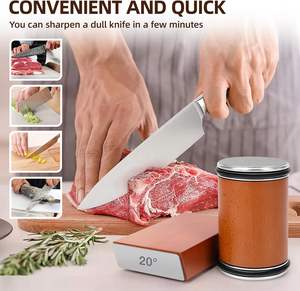 Aiguiseur de couteaux magnétique à deux angles, pierre à aiguiser diamantée, grain moyen, base antidérapante durable, outil d'affûtage rapide pour chef cuisinier - Product Image 4