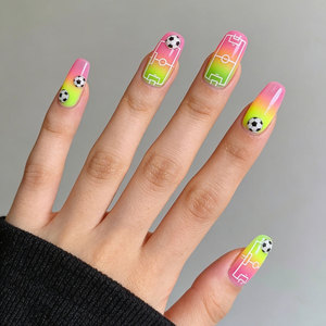 24 pièces Faux Ongles Design <span class=keywords><strong>Coupe</strong></span> <span class=keywords><strong>du</strong></span> <span class=keywords><strong>Monde</strong></span> de Football 2026 Effet Œil de Chat Amande, Kit DIY pour Salon, Faux Ongles à Presser Artificiels - Product Image 1