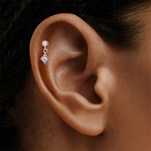 Colgante de Lujo en Forma de Corazón con Borla Floral de Morganita Geométrica Chapada en Rodio de Plata 925, Unisex, con Parte Trasera Plana para Perforación - Product Image 4