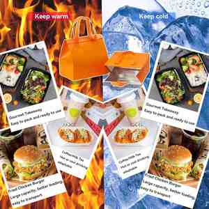 Bolsa Térmica Personalizada Desechable de Tela No Tejida para Comida para Llevar, Bebidas Frías y Calientes, Café, para Restaurantes y Entrega de Vasos - Product Image 3