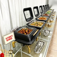 Chauffe-Plat Professionnel 6L Noir et Or en Acier Inoxydable pour Buffet – Matériel de Restauration Hôtelière