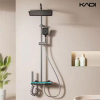 Ensemble de douche moderne en laiton gris canon, haute esthétique, mitigeur eau chaude et froide, robinets simples en laiton poli, jet doux, hôtels, villas